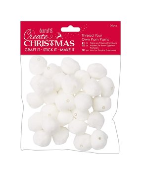 Papermania Create Christmas Thread Your Own Pom Poms White (30pcs) (PMA 105959) (DISCONTINUED)