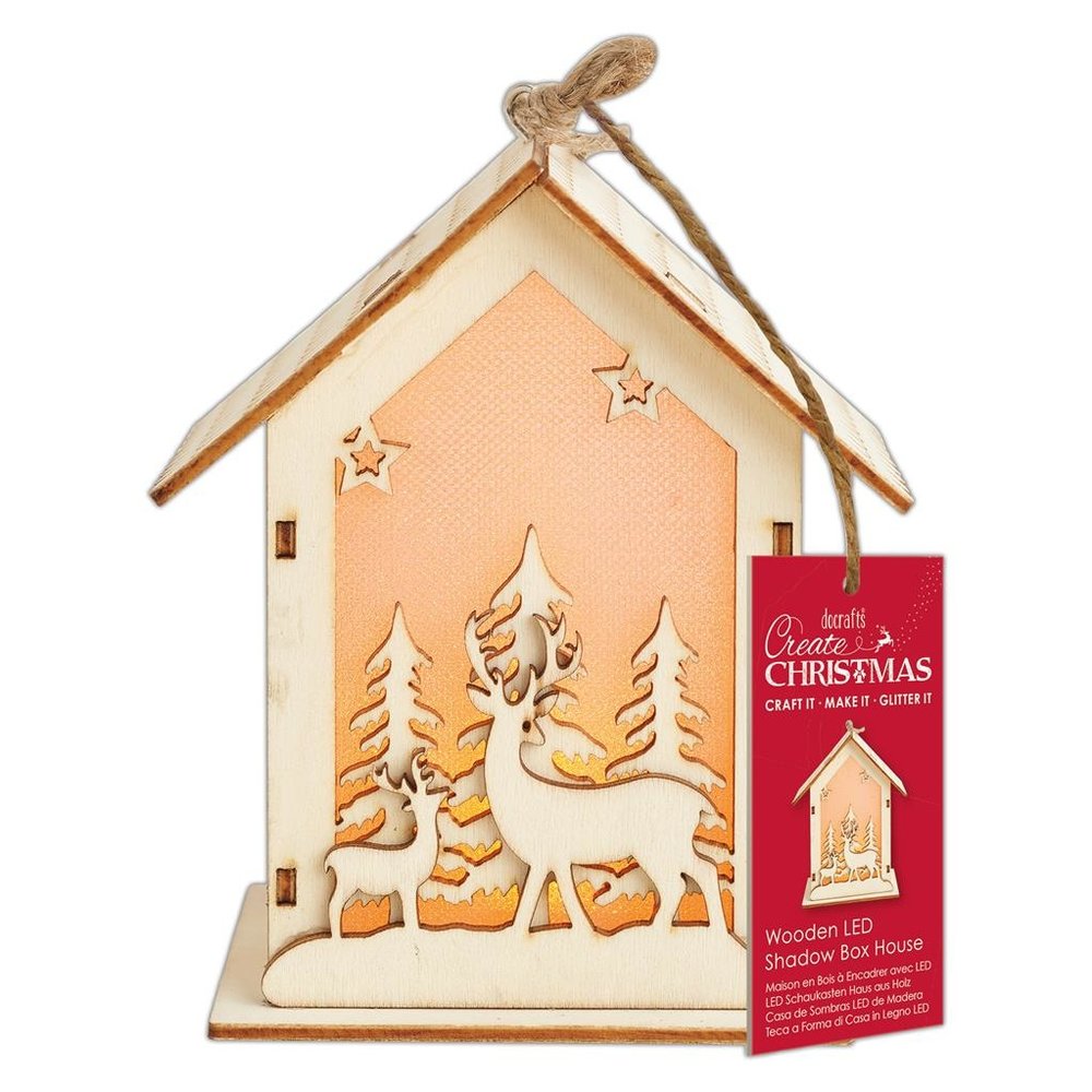 Papermania Create Christmas Wooden LED Shadow Box House 2 Stags (PMA 174953) (DISCONTINUED)