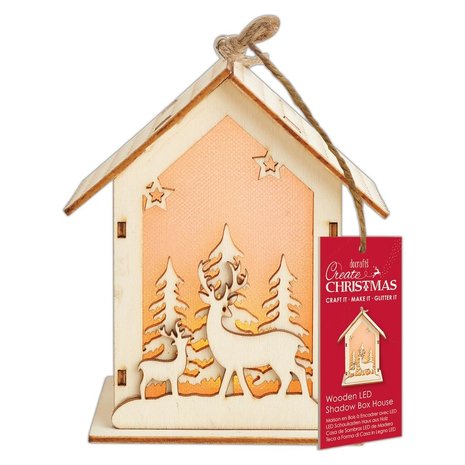 Papermania Create Christmas Wooden LED Shadow Box House 2 Stags (PMA 174953) (DISCONTINUED)