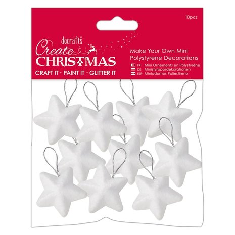 Papermania Create Christmas Make Your Own Polystyrene Mini Decorations Stars 10pcs (PMA 827915) (DISCONTINUED)