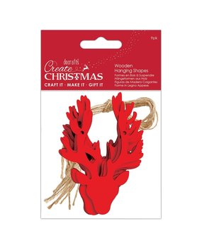 Papermania Create Christmas Wooden Hanging Stag Heads Red (9pcs) (PMA 174999) (DISCONTINUED)