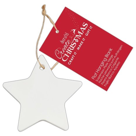 Papermania Create Christmas Flat Hanging Blank Ceramic Star (PMA 174050) (DISCONTINUED)