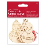 Papermania Create Christmas Festive Wooden Gift Tags (6pcs) (PMA 359930) (DISCONTINUED)
