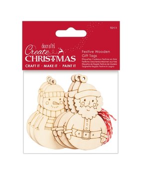 Papermania Create Christmas Festive Wooden Gift Tags (6pcs) (PMA 359930) (DISCONTINUED)