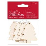 Papermania Create Christmas Glittered Wooden Tags Tree (4pcs) (PMA 359924) (DISCONTINUED)