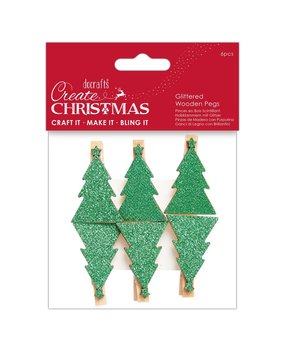 Papermania Create Christmas Glittered Wooden Pegs Tree (6pcs) (PMA 174950) (DISCONTINUED)