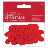 Papermania Create Christmas Wooden Shapes Gingerbread Men Red (12pcs) (PMA 174579) (DISCONTINUED)