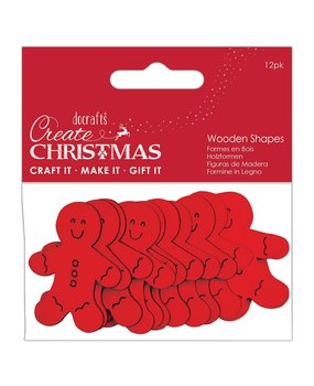 Papermania Create Christmas Wooden Shapes Gingerbread Men Red (12pcs) (PMA 174579) (DISCONTINUED)