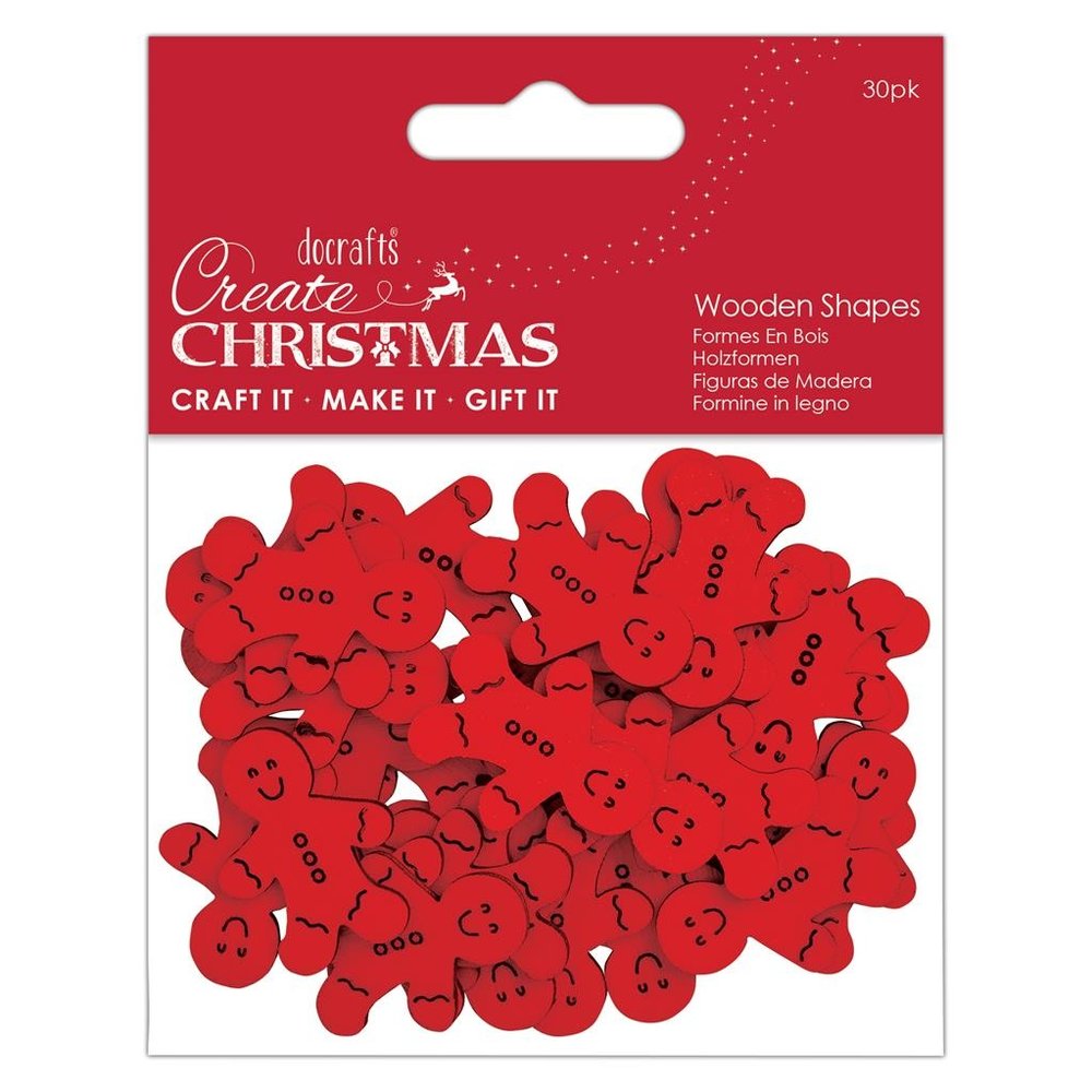 Papermania Create Christmas Wooden Shapes Mini Gingerbread Men Red (30pcs) (PMA 174581) (DISCONTINUED)