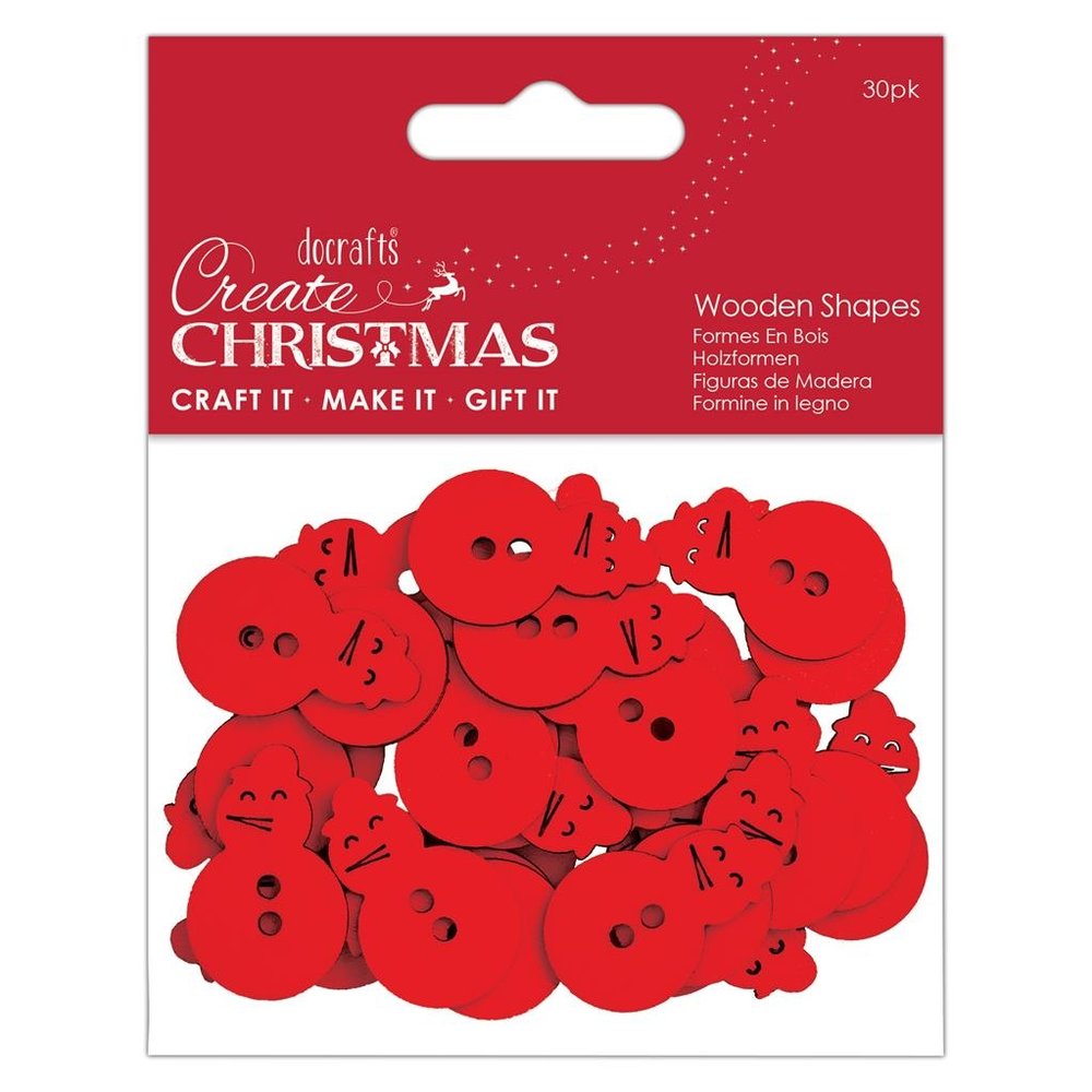 Papermania Create Christmas Wooden Shapes Mini Snowman Red (30pcs) (PMA 174593) (DISCONTINUED)