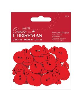 Papermania Create Christmas Wooden Shapes Mini Snowman Red (30pcs) (PMA 174593) (DISCONTINUED)