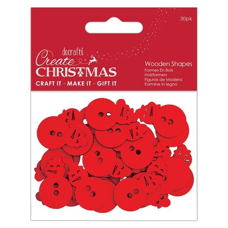 Papermania Create Christmas Wooden Shapes Mini Snowman Red (30pcs) (PMA 174593) (DISCONTINUED)