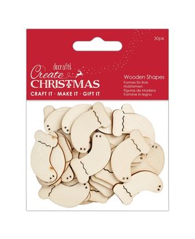 Papermania Create Christmas Wooden Shapes Mini Stockings Natural (30pcs) (PMA 174584) (DISCONTINUED)
