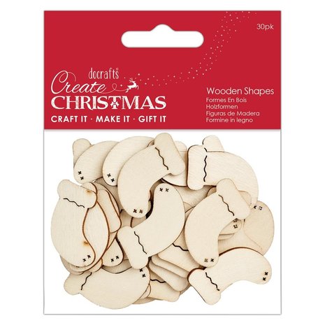 Papermania Create Christmas Wooden Shapes Mini Stockings Natural (30pcs) (PMA 174584) (DISCONTINUED) Papermania Create Christmas Wooden Shapes Mini Stockings Natural (30pcs) (PMA 174584) (DISCONTINUED)