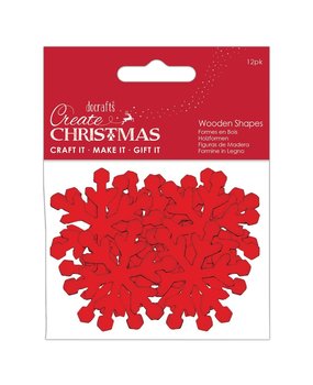 Papermania Create Christmas Wooden Shapes Snowflakes Red (12pcs) (PMA 174575) (DISCONTINUED)