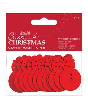 Papermania Create Christmas Wooden Shapes Snowman Red (12pcs) (PMA 174591) (DISCONTINUED)