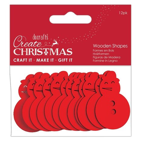 Papermania Create Christmas Wooden Shapes Snowman Red (12pcs) (PMA 174591) (DISCONTINUED)