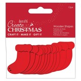 Papermania Create Christmas Wooden Shapes Stockings Red (12pcs) (PMA 174583) (DISCONTINUED)