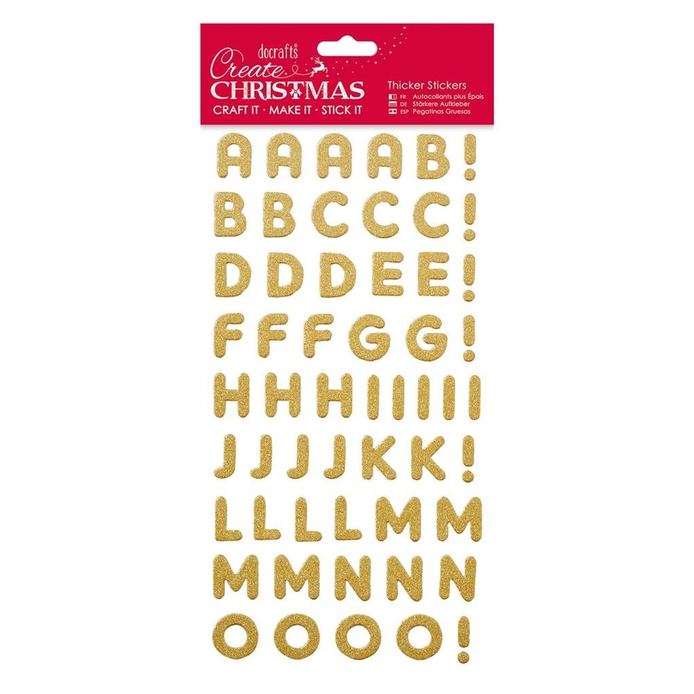 Papermania Create Christmas Thicker Stickers Christmas Alphabet Gold Glitter (PMA 351802) (DISCONTINUED)