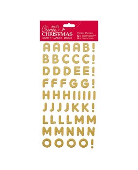 Papermania Create Christmas Thicker Stickers Christmas Alphabet Gold Glitter (PMA 351802) (DISCONTINUED)