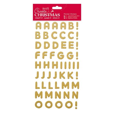 Papermania Create Christmas Thicker Stickers Christmas Alphabet Gold Glitter (PMA 351802) (DISCONTINUED)