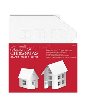 Papermania Create Christmas Die-cut Kraft Paper Houses White (6pcs) (PMA 157998) (DISCONTINUED)