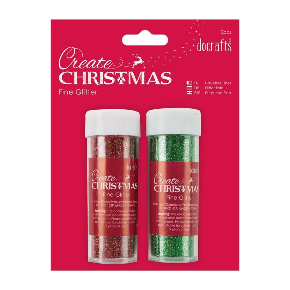 Papermania Create Christmas Fine Glitter Red & Green 2x25g (PMA 401901) (DISCONTINUED) Papermania Create Christmas Fine Glitter Red & Green 2x25g (PMA 401901) (DISCONTINUED)