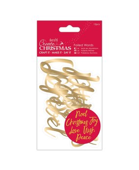Papermania Create Christmas Foiled Words Gold (12pcs) (PMA 157959) (DISCONTINUED)