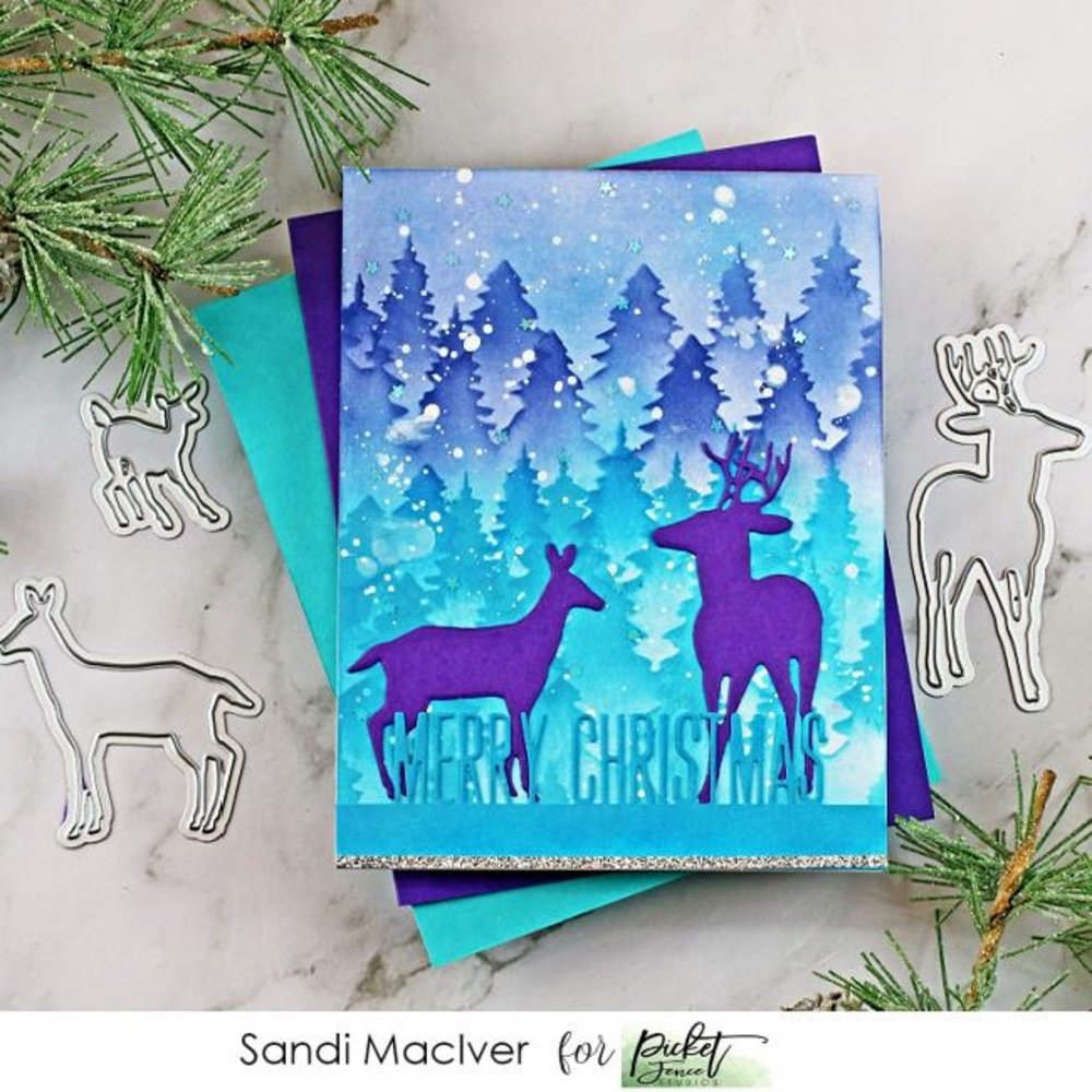 Picket Fence Studios Slim Line Double Tree Line 4x10 Inch Stencil (SC-258) (OUTLET)