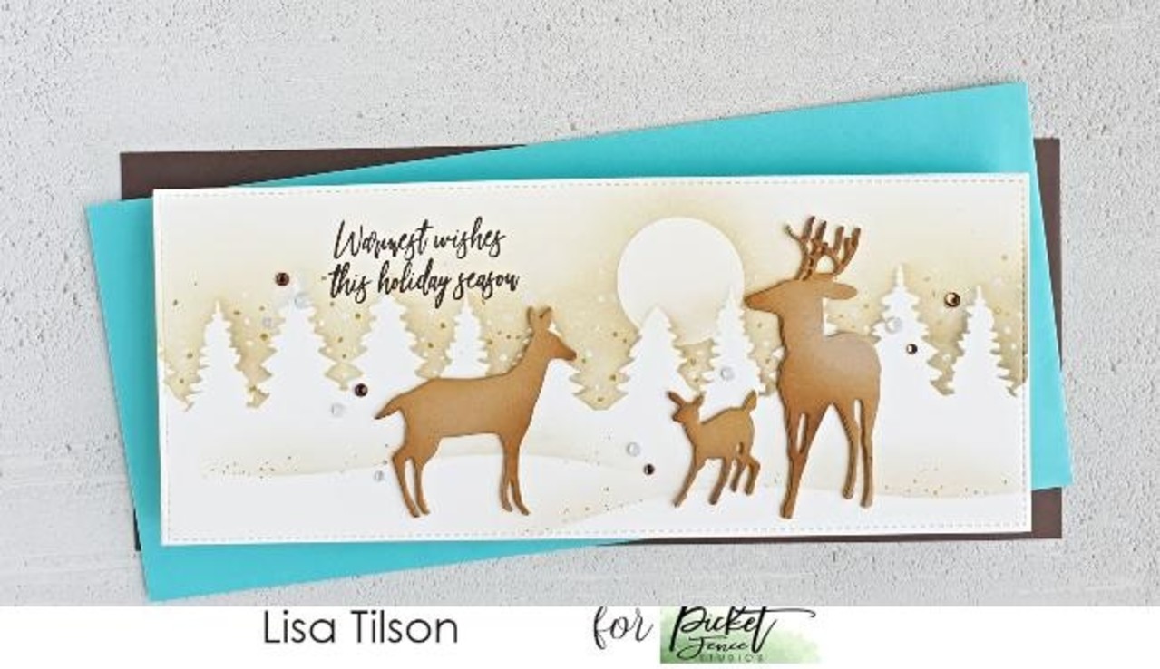 Picket Fence Studios Slim Line Double Tree Line 4x10 Inch Stencil (SC-258) (OUTLET)