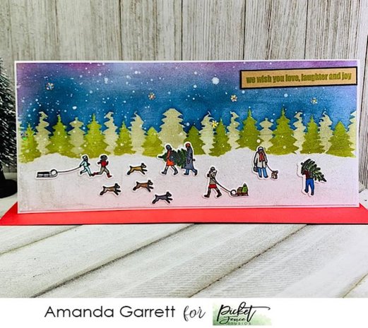 Picket Fence Studios Slim Line Double Tree Line 4x10 Inch Stencil (SC-258) (OUTLET)