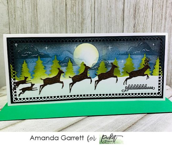 Picket Fence Studios Slim Line Double Tree Line 4x10 Inch Stencil (SC-258) (OUTLET)