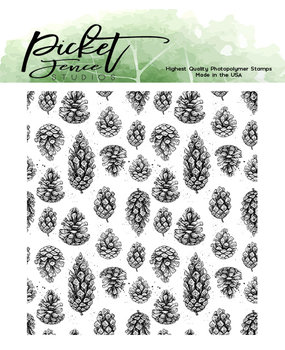 Picket Fence Studios Falling Pinecones 4x4 Inch Clear Stamps (F-156) (OUTLET)
