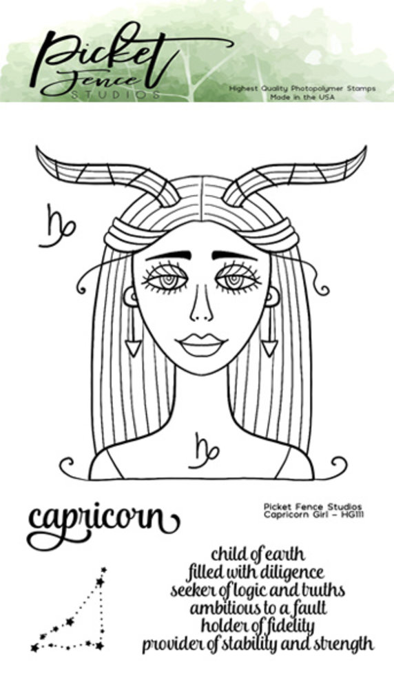 Picket Fence Studios Capricorn Girl 4x6 Inch Clear Stamps (HG-111) (OUTLET) Picket Fence Studios Capricorn Girl 4x6 Inch Clear Stamps (HG-111) (OUTLET)