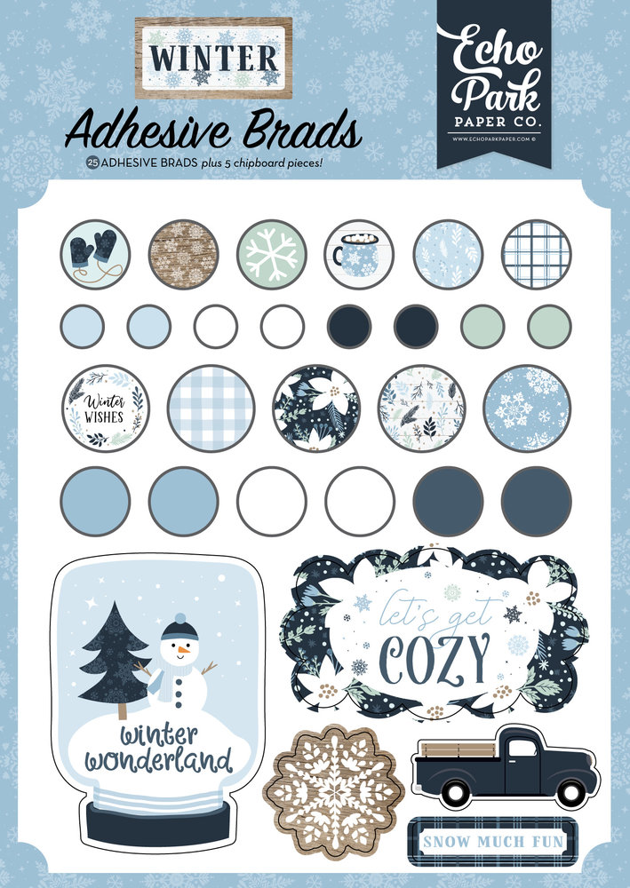 Echo Park Winter Adhesive Brads (WTR257020) (DISCONTINUED)