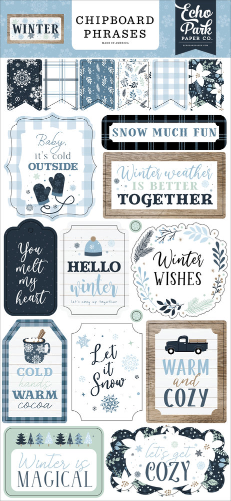 Echo Park Winter Chipboard Phrases (WTR257022) (OUTLET)