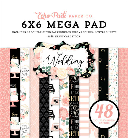 Echo Park Wedding 6x6 Inch Cardmakers Mega Pad (WED258031) (DISCONTINUED) Echo Park Wedding 6x6 Inch Cardmakers Mega Pad (WED258031) (DISCONTINUED)