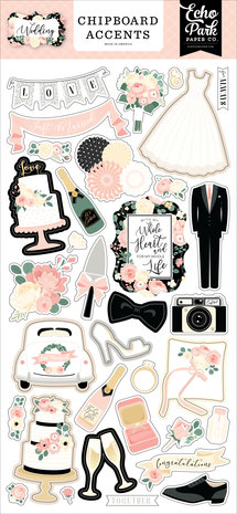 Echo Park Wedding Chipboard Accents (WED258021) (OUTLET)