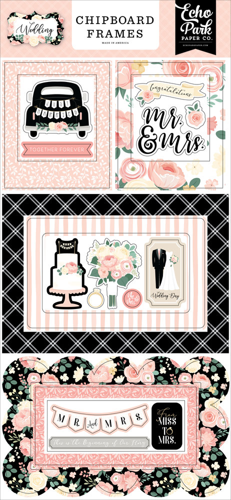 Echo Park Wedding Chipboard Frames (WED258065) (DISCONTINUED)