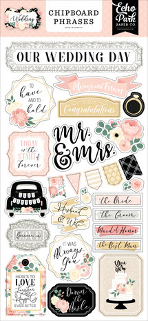 Echo Park Wedding Chipboard Phrases (WED258022) (DISCONTINUED)