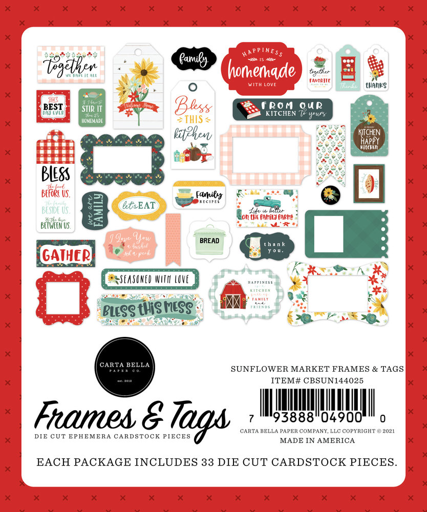 Carta Bella Sunflower Market Frames & Tags (CBSUN144025) (DISCONTINUED)
