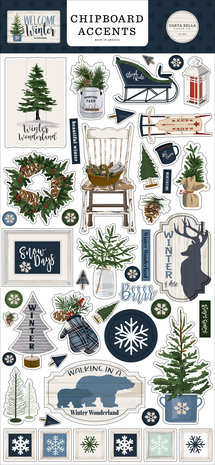 Carta Bella Welcome Winter Chipboard Accents (CBWW142021) (OUTLET)