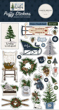 Carta Bella Welcome Winter Puffy Stickers (CBWW142066) (OUTLET)
