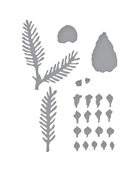 Spellbinders Pine Cone and Evergreen Bough with Ladybugs Etched Dies (S4-1112) (OUTLET)