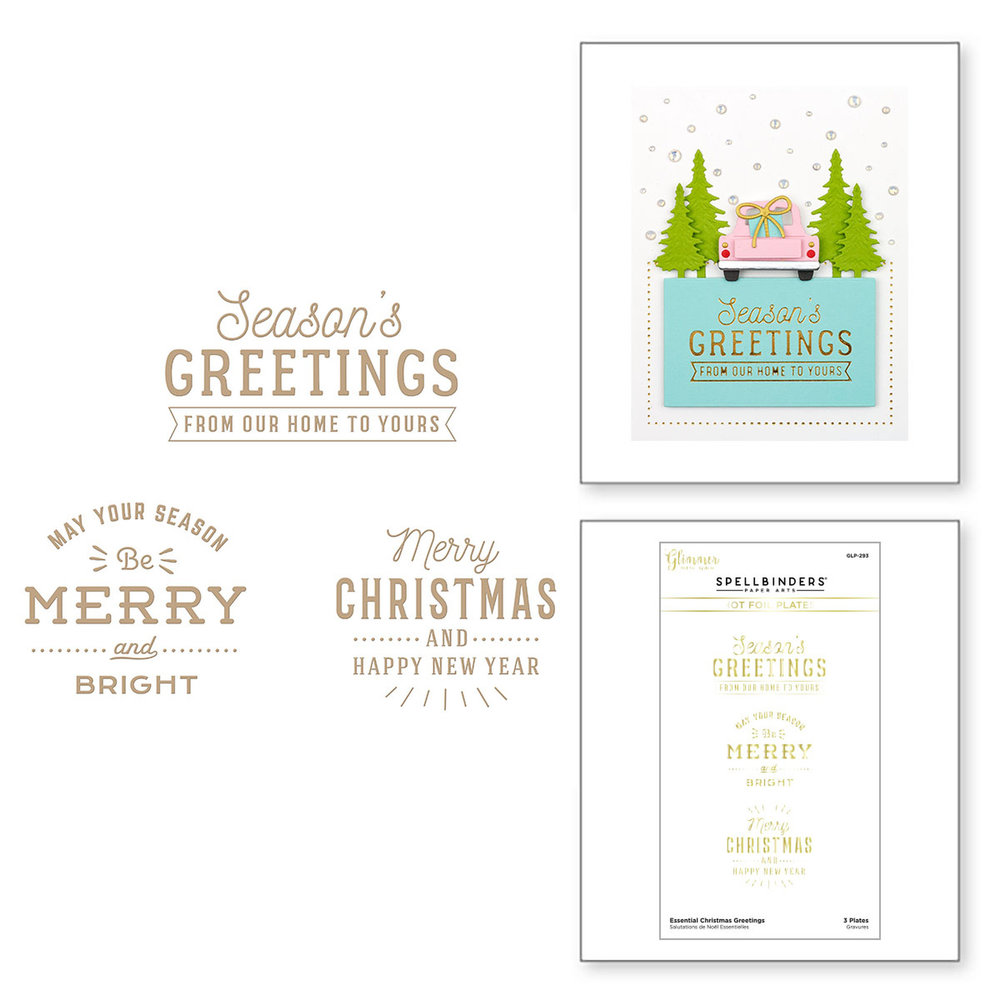 Spellbinders Essential Christmas Greetings Glimmer Hot Foil Plate (GLP-293) (OUTLET)