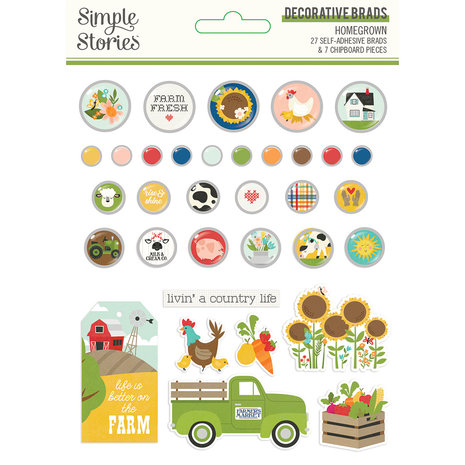 Simple Stories Homegrown Decorative Brads (16220) (DISCONTINUED)