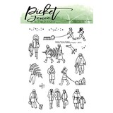 Picket Fence Studios Winter Scene Building People 3x4 Inch Clear Stamps (BB-173) (OUTLET)