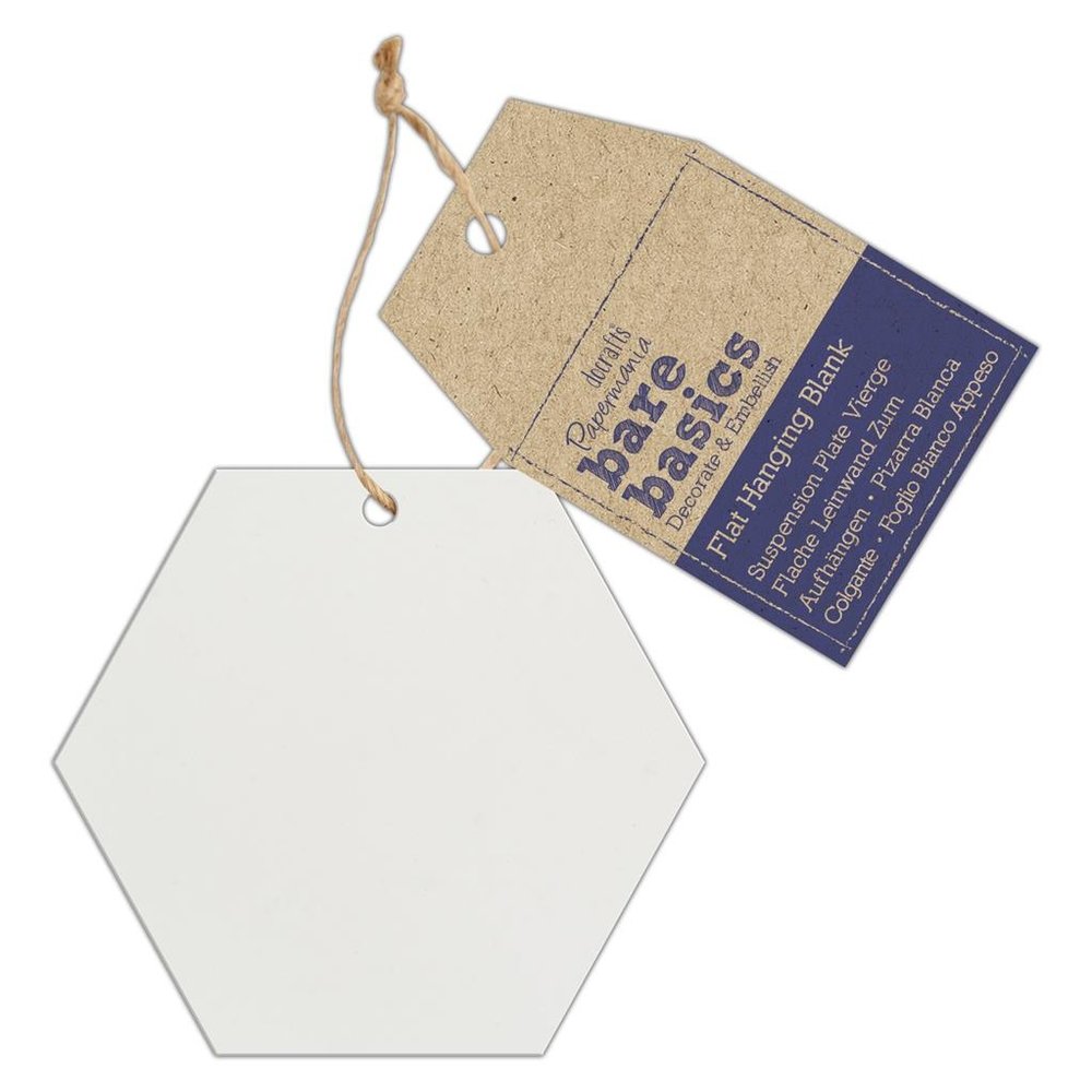 Papermania Bare Basics Flat Hanging Blank Ceramic Hexagon (PMA 174031) (DISCONTINUED)