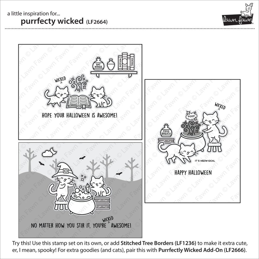Lawn Fawn Purrfectly Wicked Clear Stamps (LF2664) (OUTLET) Lawn Fawn Purrfectly Wicked Clear Stamps (LF2664) (OUTLET)