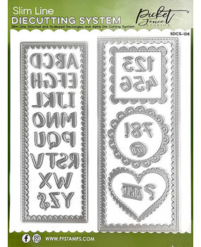 Picket Fence Studios Stitched and Scalloped Rectangles and Alpha Slim Line Die Cutting System (SDCS-126) (OUTLET)